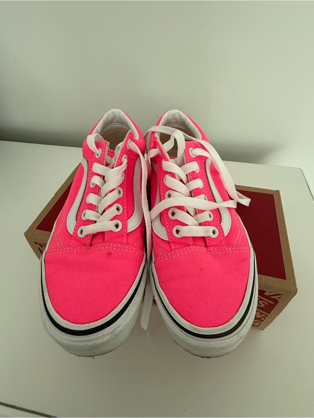 Vans Women's Neon Pink Canvas Low-Top Sneakers